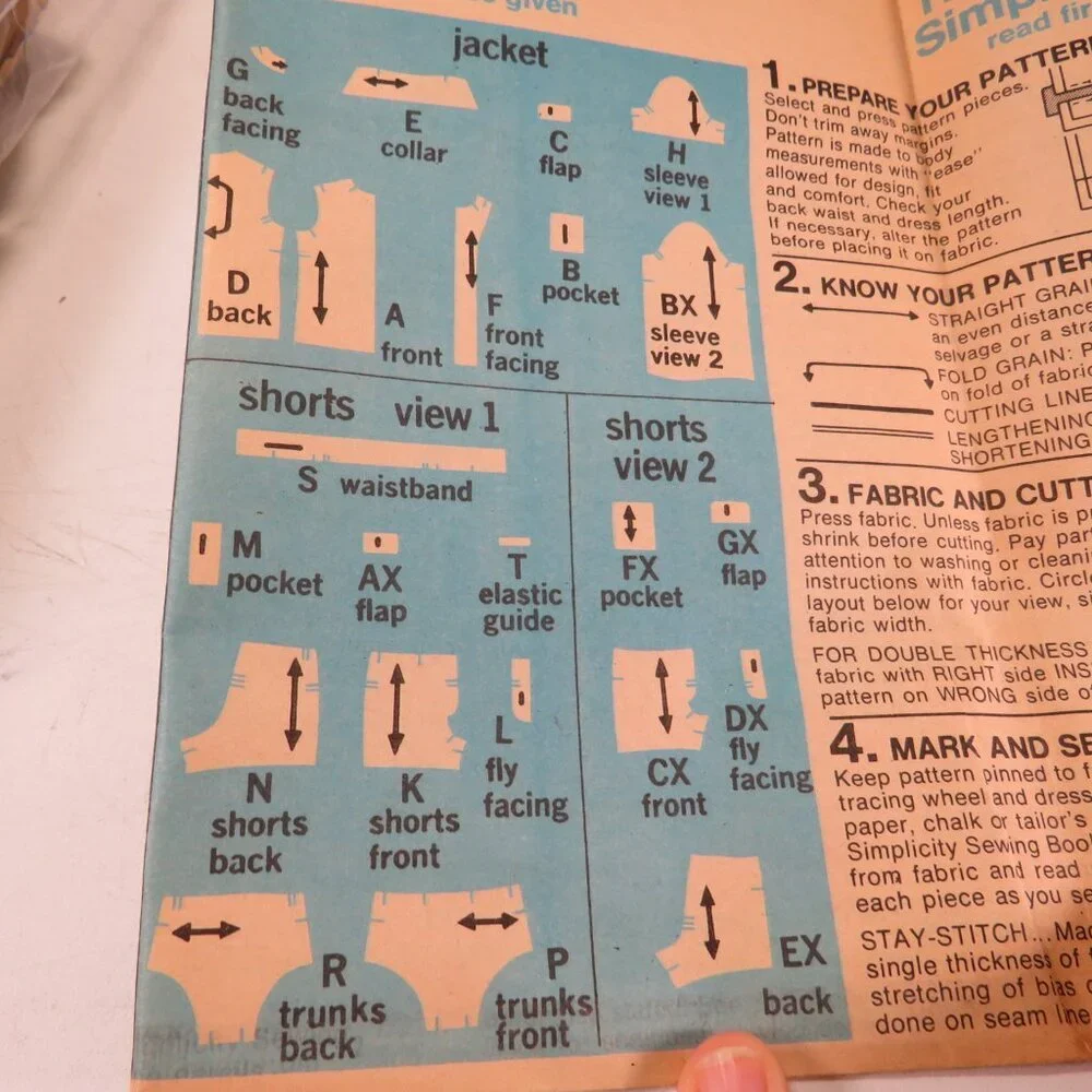 Simplicity 5712 clothing pattern size 40 Men's Swim Trunks, Shirt